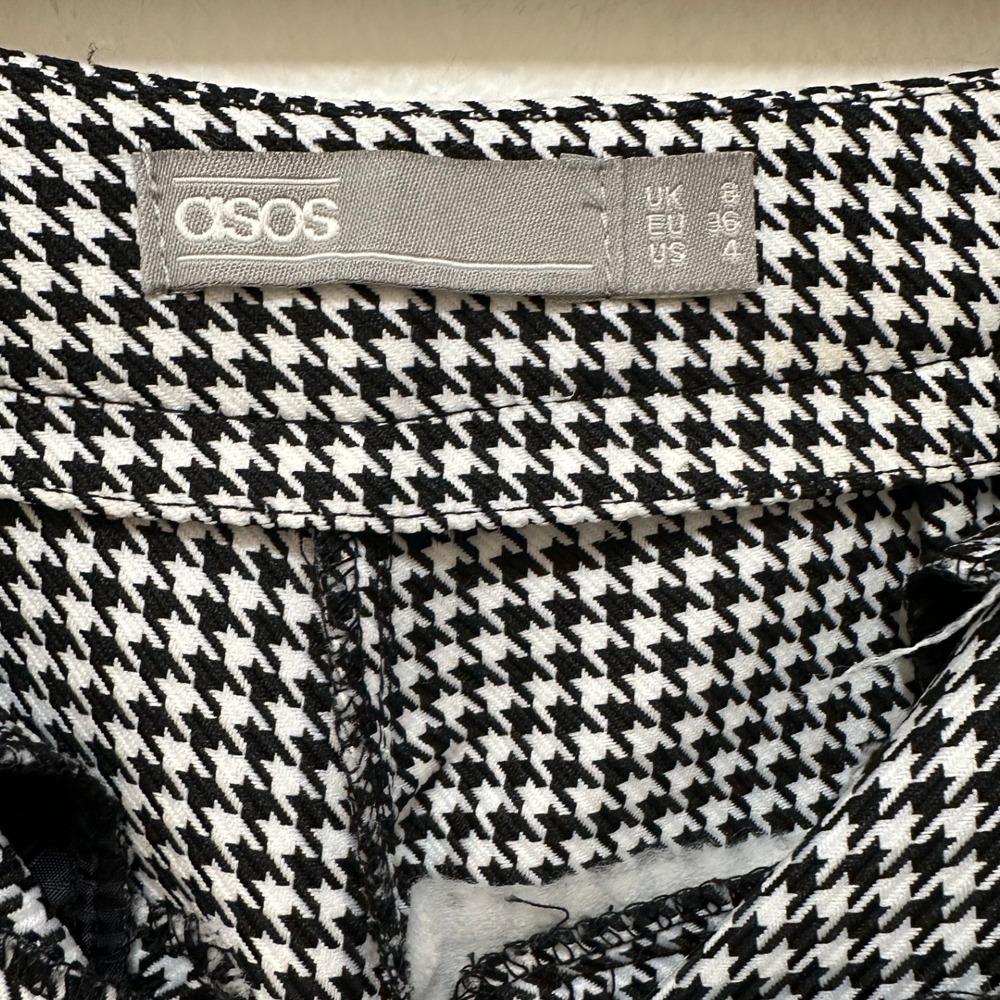 ASOS Houndstooth Pleated‎ Pants Trousers Career High Waist Size US 4 - Picture 5 of 9